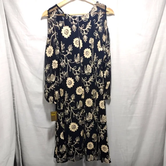 Melonie T Embroidered Floral Cold-Shoulder Sheer Mini Dress - Picture 10 of 16